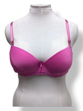 Mamia Women’s 1/2 Lace Front Cup Padded Push Up Bra, Pink, size 40C